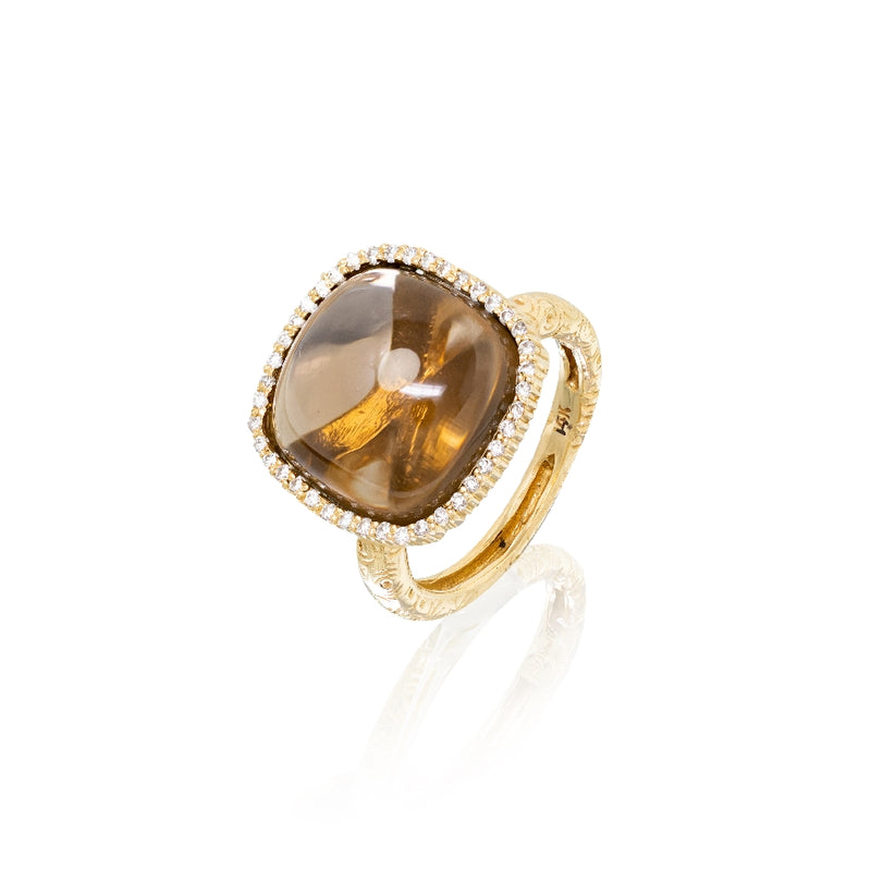 Smoky Topaz & Diamond Cabochon Ring – Addessi Jewelers