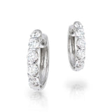 14kt white gold ten diamond hoop earrings, 5 diamonds in each ear. 2.00cttw. G-H Color, SI Clarity. Bar setting.