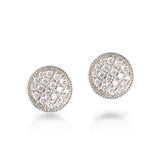 14kt White gold pave circle stud earrings. .30cttw