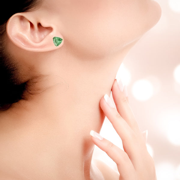 Natural Emerald Trilliant Stud Earrings