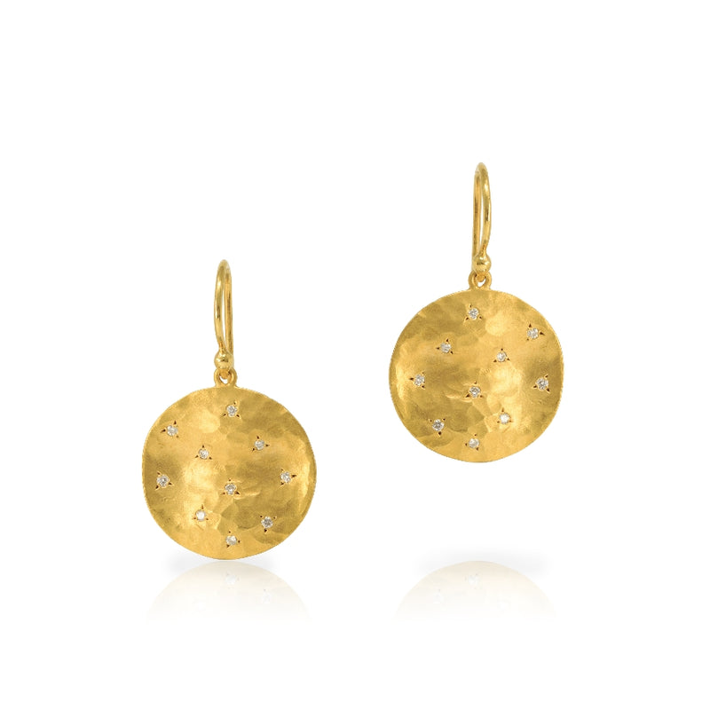 14KT Yellow Gold Small Disk Drop Earring With Ear Wire
