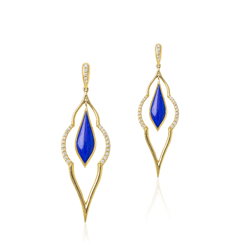 Lapis Earrings With Diamonds