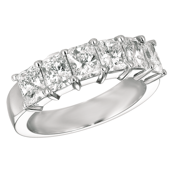 Six Stone Platinum Radiant Diamond Ring