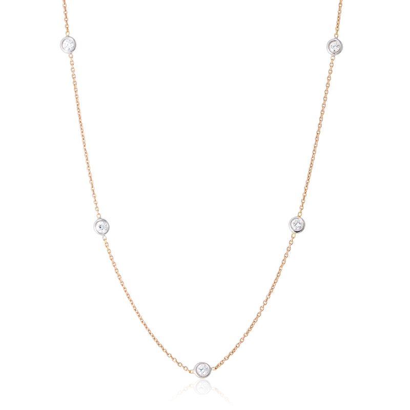 Rose and White Gold Diamonds By The Station Necklace
