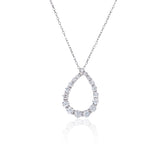 14kt white gold and diamond pendant, pear shaped with graduated diamond totalling .90cttw. G-H color SI clarity 18 inch cable chain