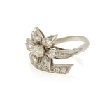 Ladies Platinum Flower Design Diamond Ring