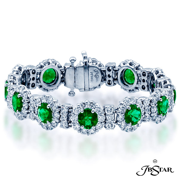 Emerald and Diamond Platinum Bracelet