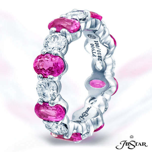Oval Pink Sapphire & Diamonds Eternity Ring