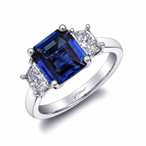 Diamond Emerald Cut Sapphire Ring