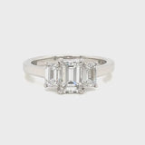 Custom Three-Stone Emerald Cut Diamond Ring