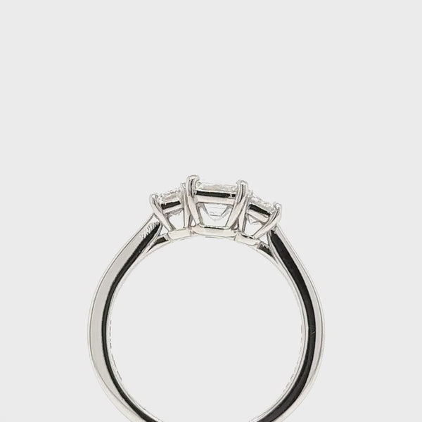Custom Three-Stone Emerald Cut Diamond Ring