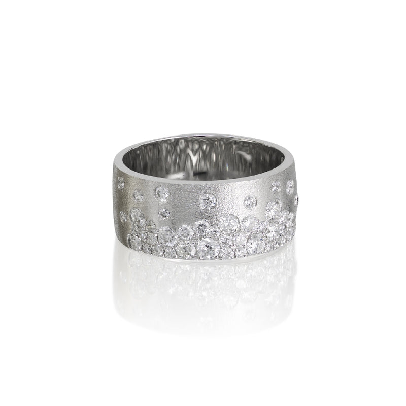 White Gold Galaxy Ring with Diamonds