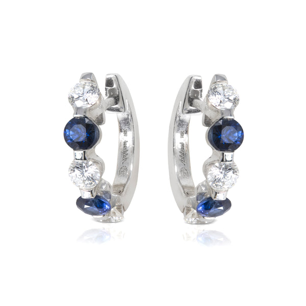 Addessi Diamond & Sapphire Huggie Earrings