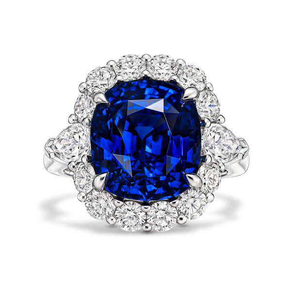 Blue Sapphire & Diamond Bouquet Ring