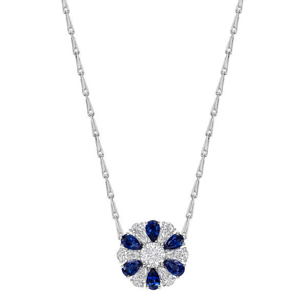 Sapphire & Diamond Flower Pendant