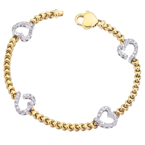 Diamond hearts 18kt link diamond bracelet.
