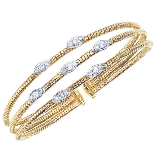 Split cuff bracelet with diamonds, 18kt yellow gold