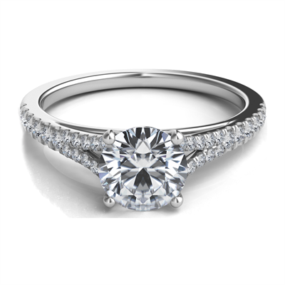 Pave Diamond Split-Shank Engagement Ring