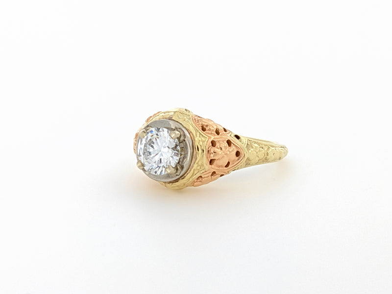 14KT Tri-Gold Ring with CZ