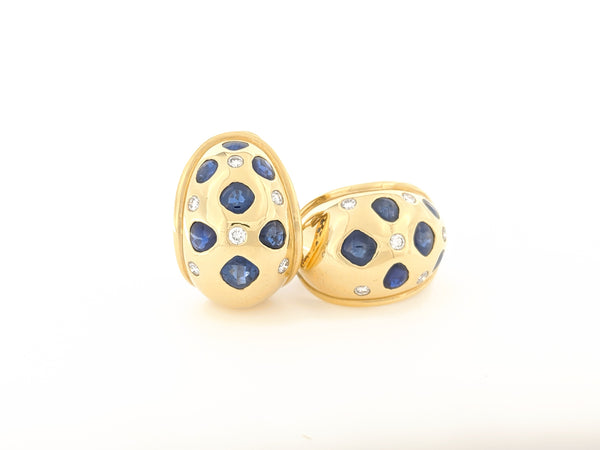 SOLD Estate Diamond & Sapphire Gold Earrings