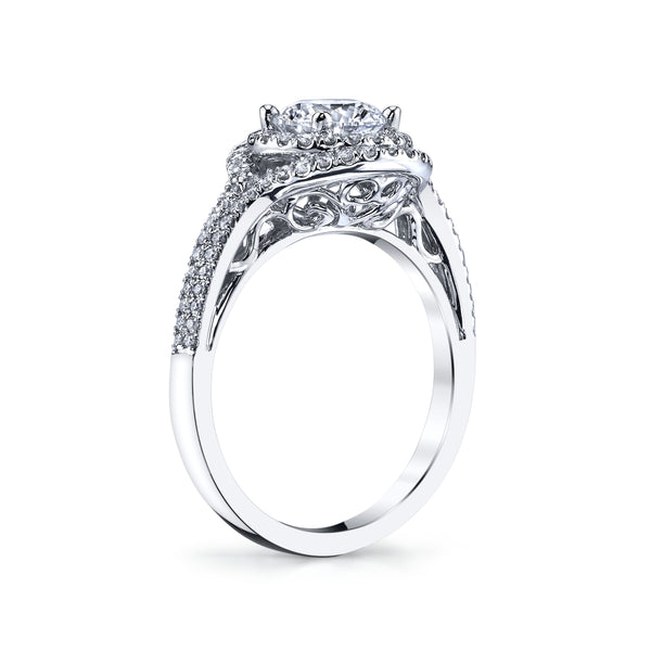 Engagement Ring With Two Rows Of Fishtail Set Diamonds.