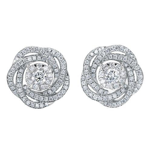 Diamond Bouquet Flower Earrings in White Gold .70 ct. – Addessi Jewelers