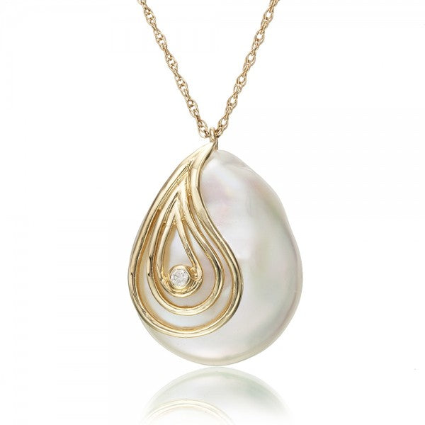 Cultured Pearl & Diamond Gold Necklace