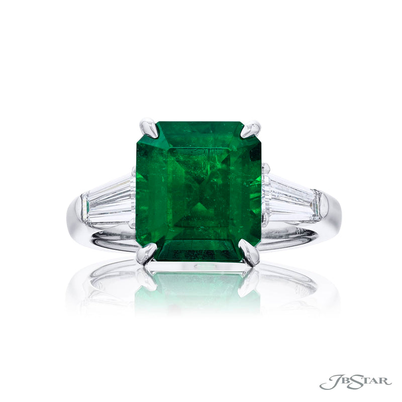 Emerald & Diamond Three Stone Ring