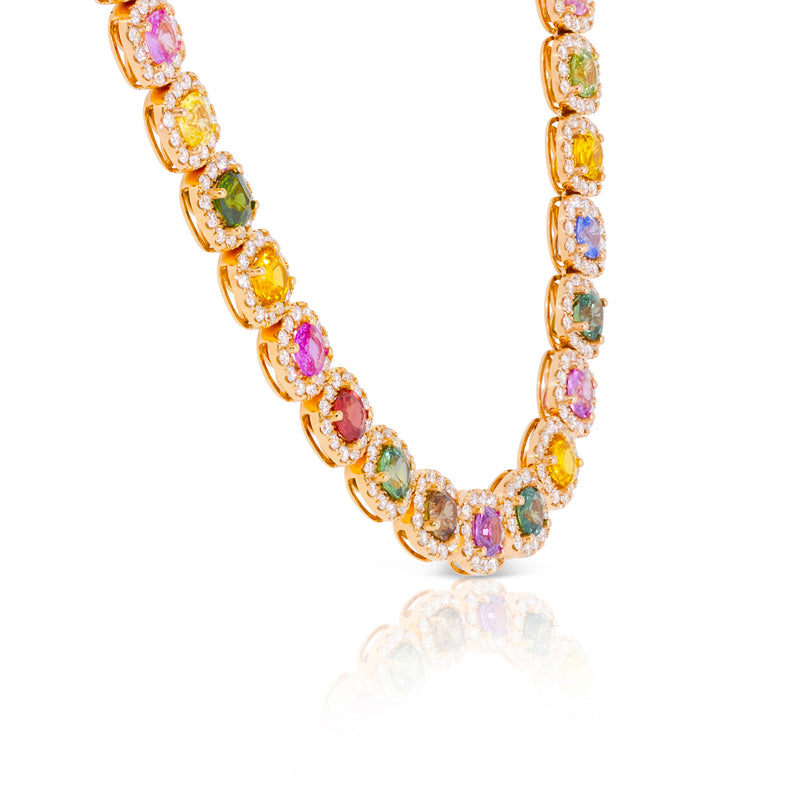Fancy Color Natural Sapphire Diamond Pendant Necklace Fringe Tassel - Ruby  Lane