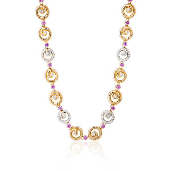 Melodie Necklace with Pink Sapphires & Diamonds