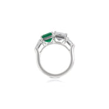 Custom Emerald and Diamond Twin Ring